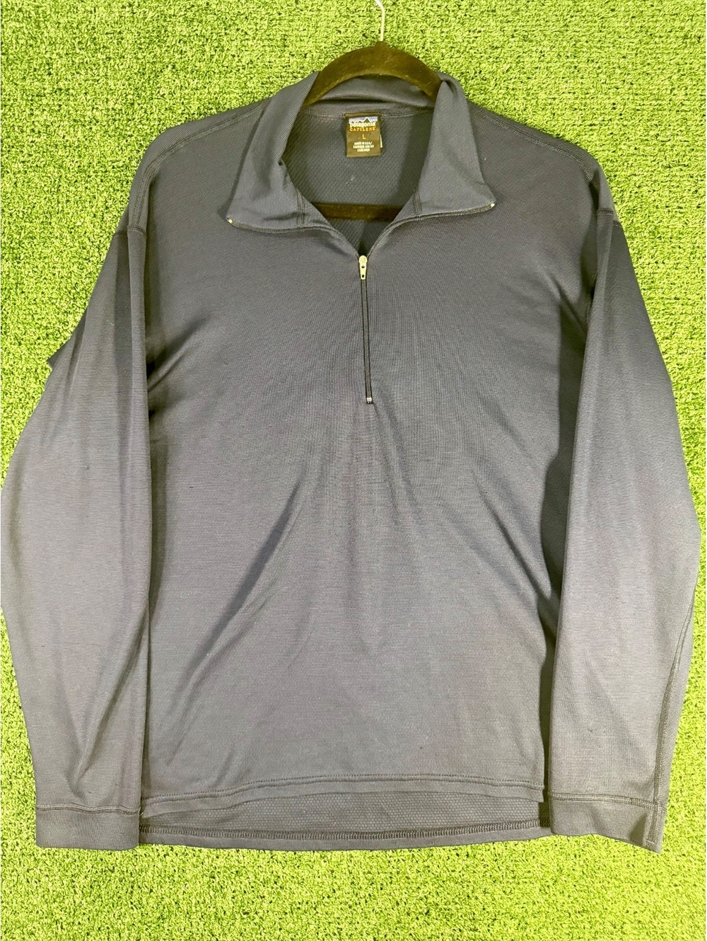 Vintage 90s Patagonia Capilene 1/4 Zip Pullover Mens L Black Made USA